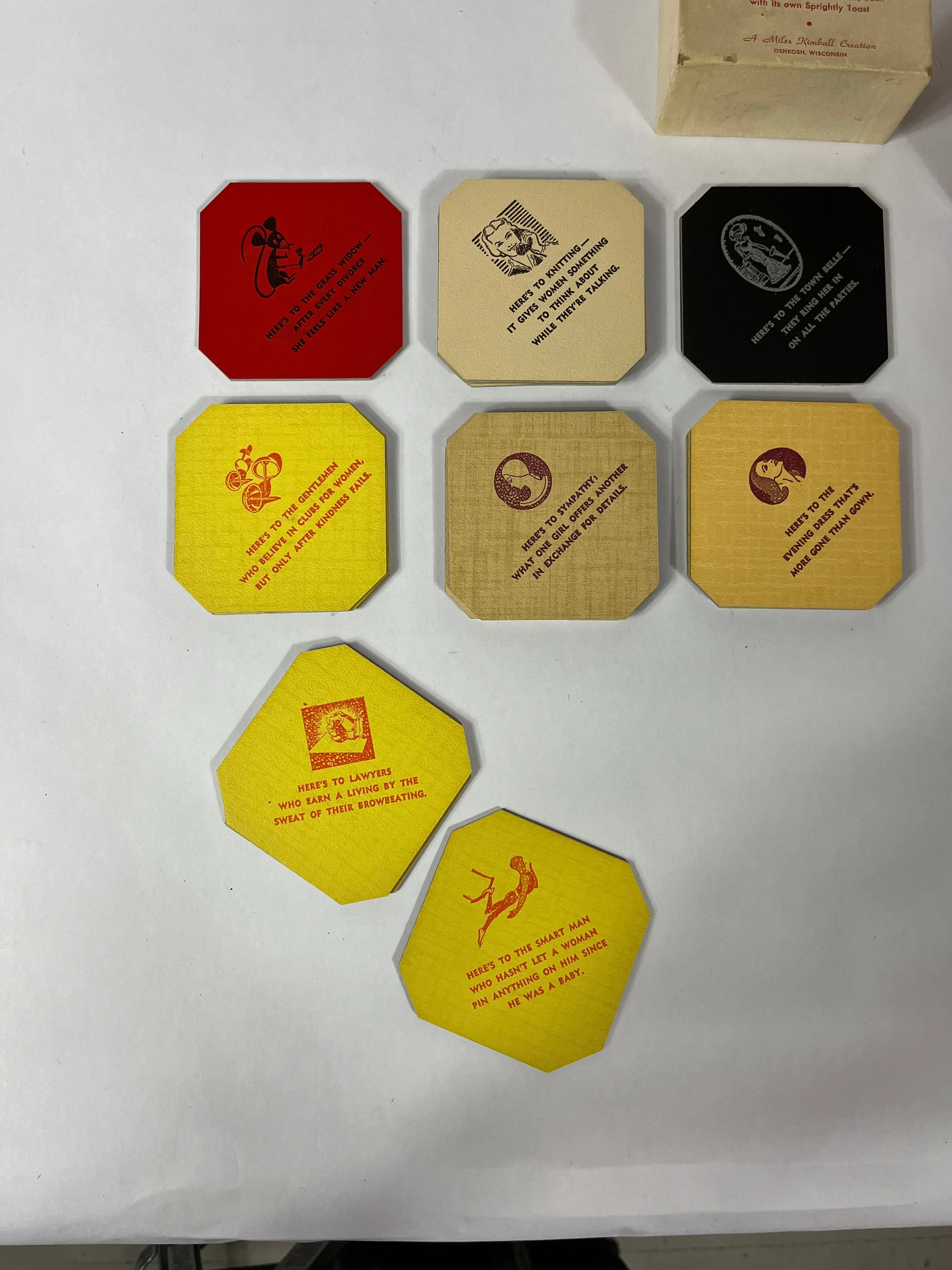 Witty Vintage Coasters, Set of 12
