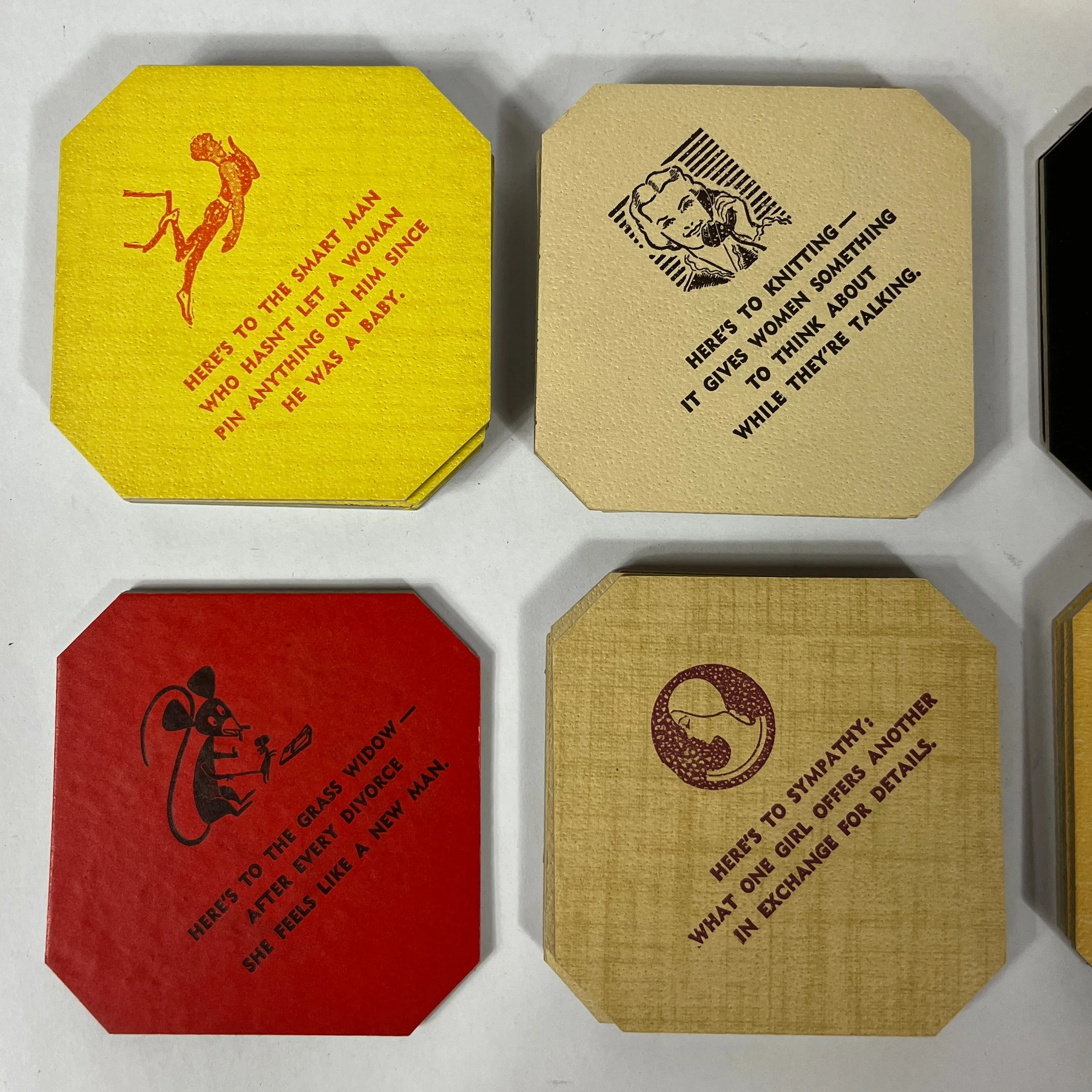 Witty Vintage Coasters, Set of 12