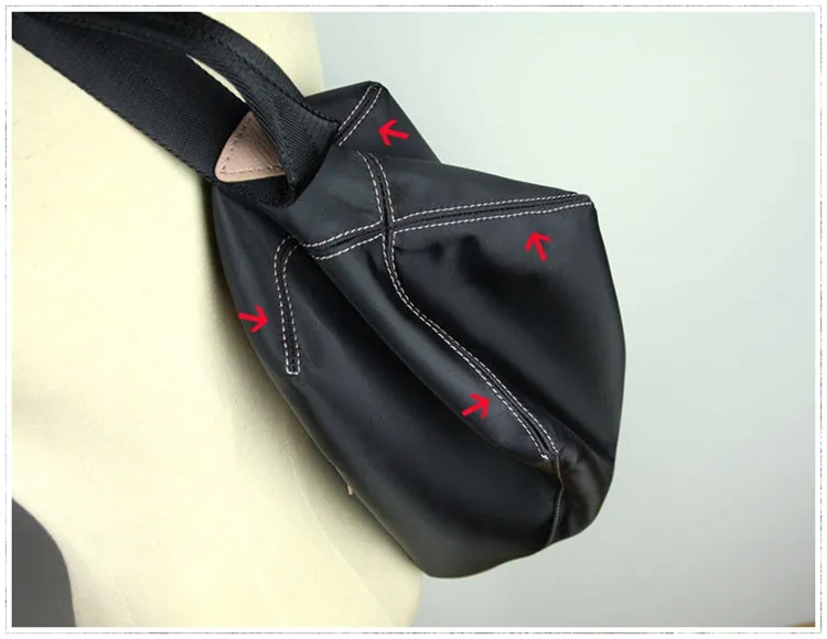 Womens Nylon Black&Pink Large Sling Bag Shoulder Sports Gym Bag Nylon Overnight Crossbody Bag for Ladies