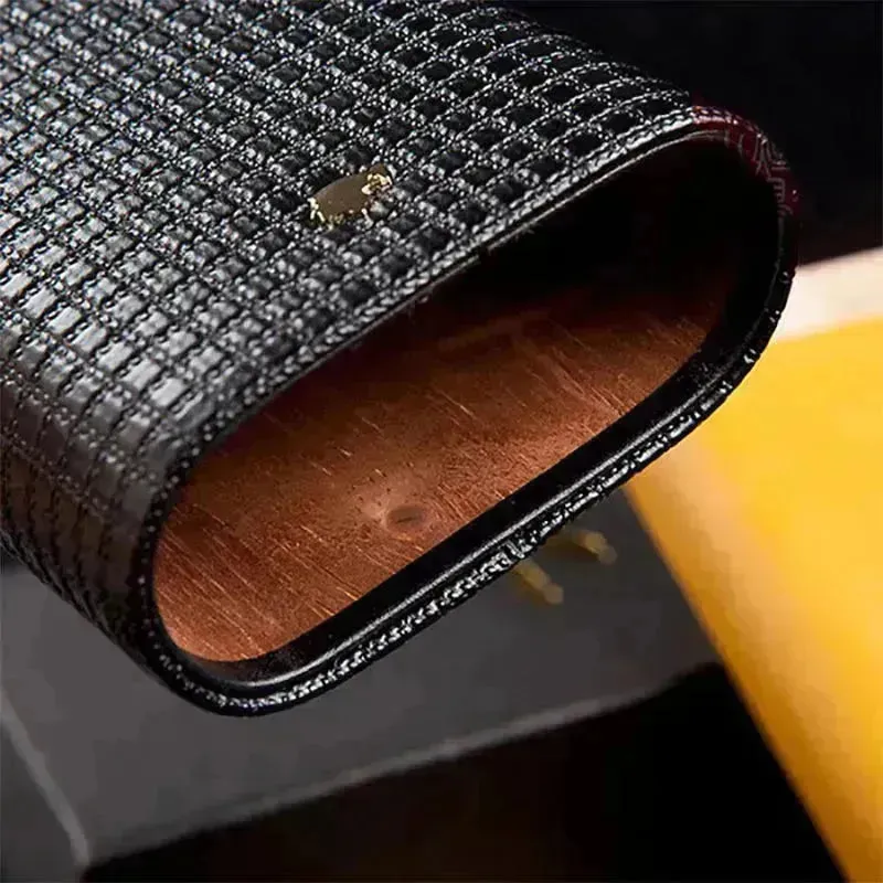 Wooden Cigar Moisturizing Leather Travel Cigar Case