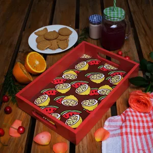 Wooden Serving Tray Cut Lemons
