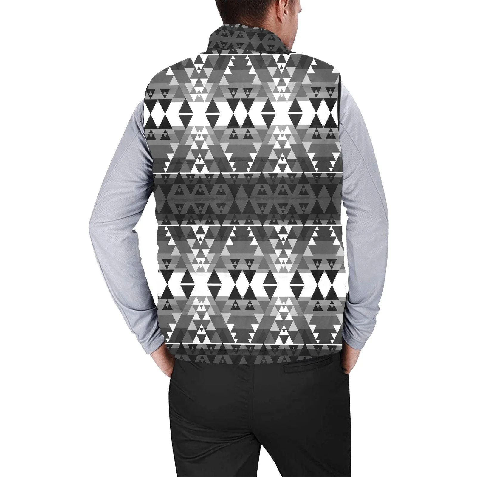 Writing on Stone Black and White Men's Padded Vest Jacket