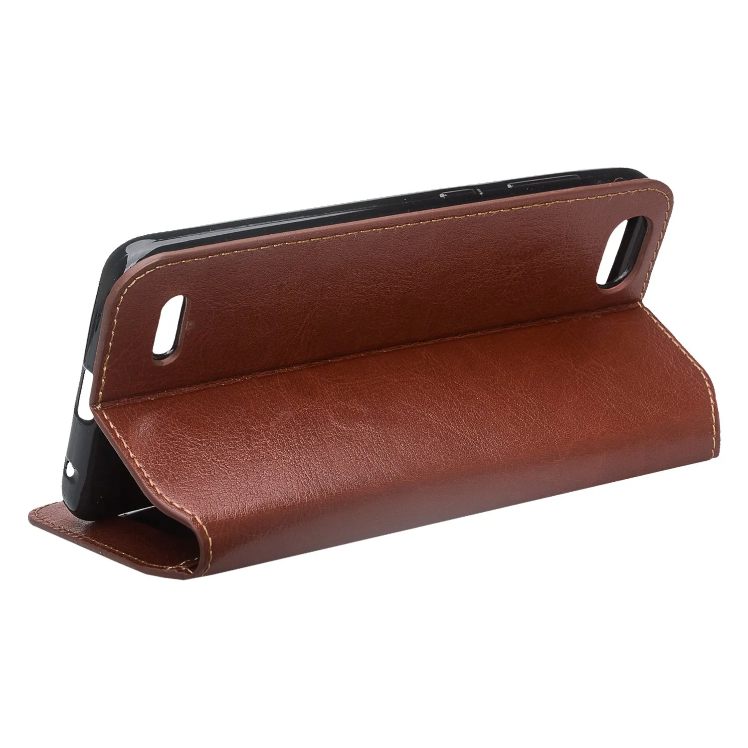 ZTE Blade Force | ZTE N9517 Pu Leather Magnetic Flip Fold[Kickstand] Wallet Case with ID & Card Slots for ZTE Blade Force - Brown