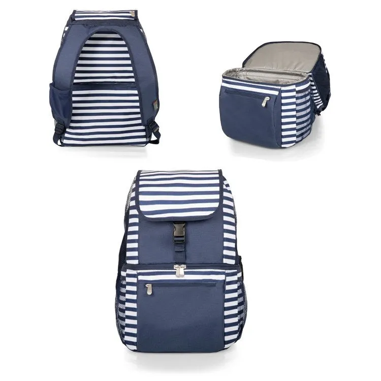 Zuma Backpack Cooler, Navy and White Stripes